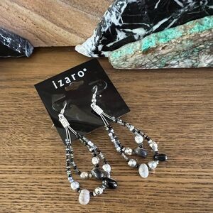 Black and Silver Beaded Drop Earrings